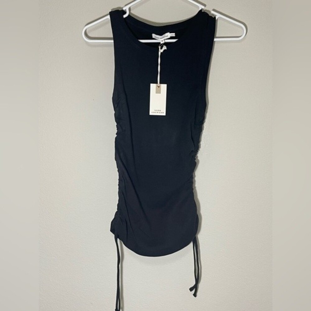 *Flaw* Good American NWT Size 2 Ruched Tank Soft Jersey Material